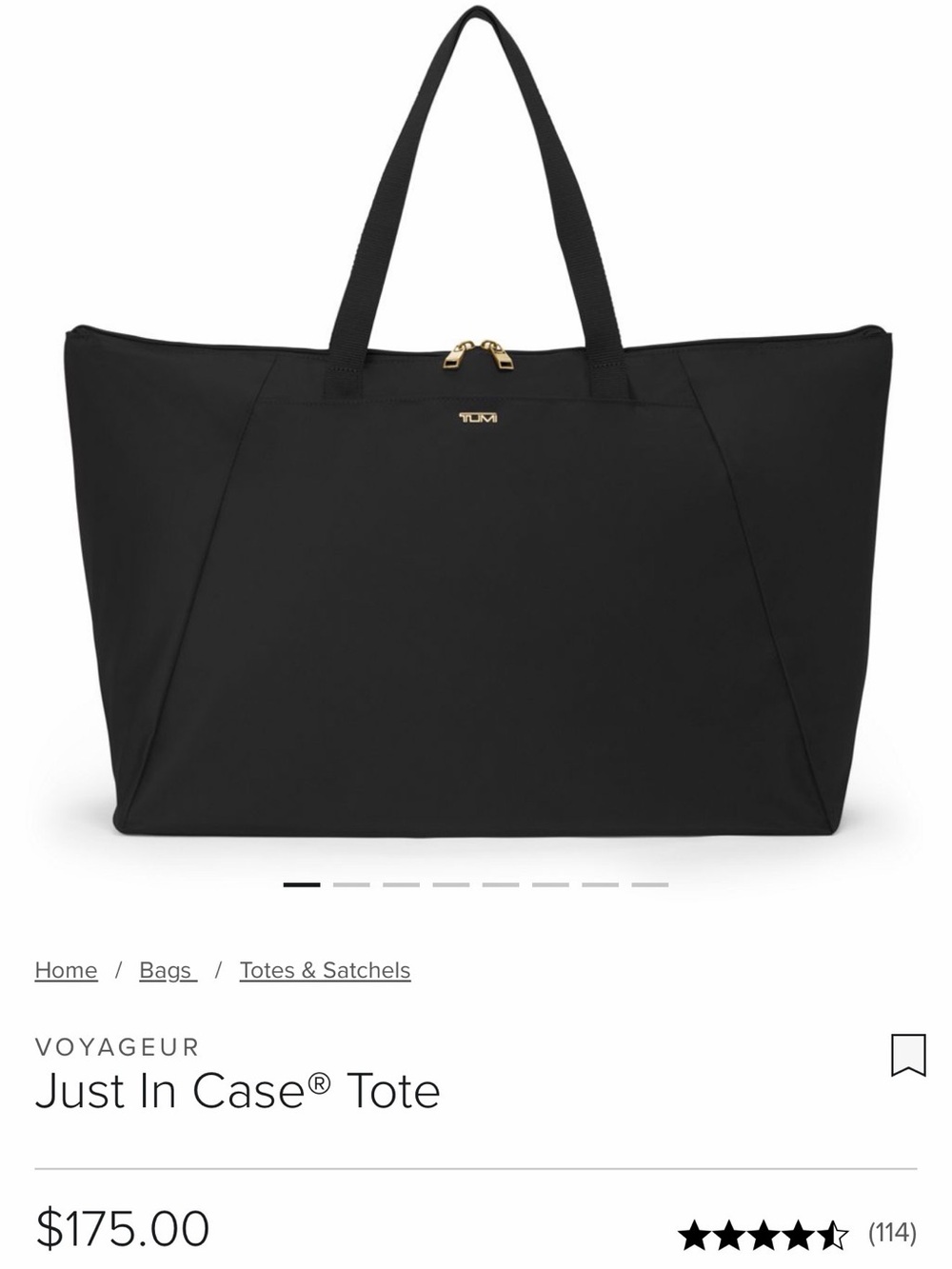 TUMI Black Nylon Tote Bag